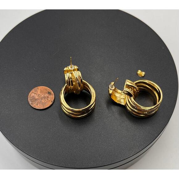 Oma‎ The Label The Idea 18k Gold Plated Chunky Hoop Statement Earring - Picture 8 of 9